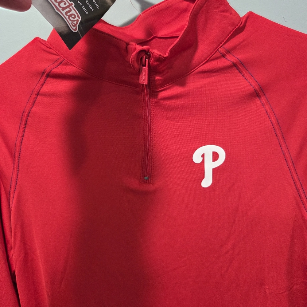 New with tags stiches mlb Philadelphia Phillies Womens Large dry fit quarter zip - Picture 2 of 7